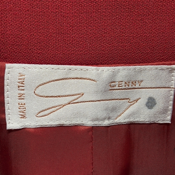 Vintage Genny Made In Italy 100% Wool Red Blazer With Beaded Buttons- SZ 10 - Picture 6 of 16